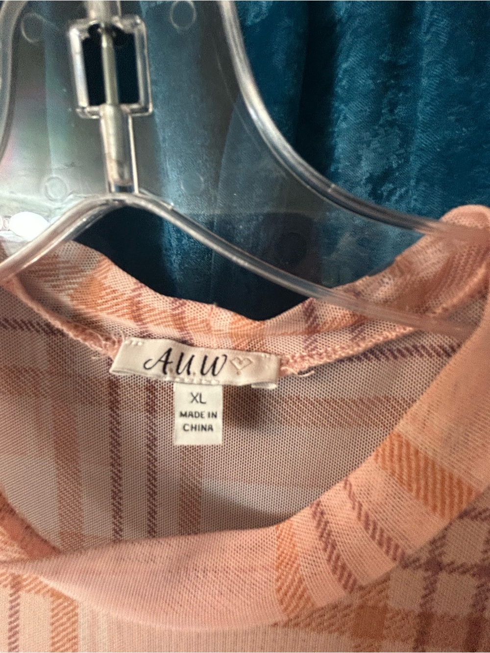 Peach Plaid Short-Sleeve Midi Dress - Picture 3 of 5